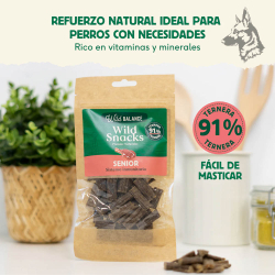 Bolsa de premios naturales Wild Snacks Senior de ternera con 91% carne, diseñada para reforzar el sistema inmunitario en perros  2
