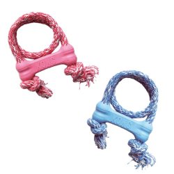 Juguete para cachorros KONG Puppy con cuerda y hueso de goma, ideal para morder y jugar al tira y afloja. Perfecto para el cambi 2
