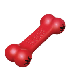 Juguete KONG Goodie Bone rojo en su empaque, ideal para perros medianos, rellenable con snacks 2