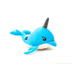 Peluche narval azul para perros Gloria Pets con cuerno gris 2