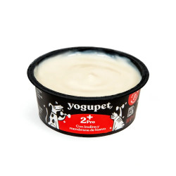 Yogupet 2+ Pro yogur funcional para perros con inulina y membrana de huevo, tarrina negra con detalles rojos 2