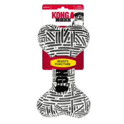 Juguete para perro KONG Maxx con forma de hueso en blanco y negro, tejido resistente con sonido.