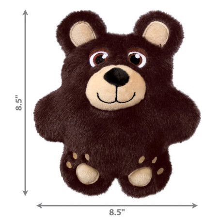 Juguete para perro KONG Snuzzles Oso de peluche marrón, 21,5 x 21,5 cm, con sonido interno y cuerpo plano.