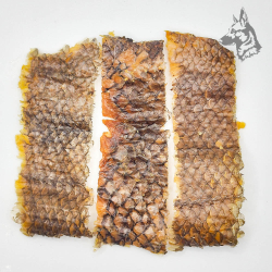 Piel de merluza deshidratada en tiras, con un patrón de escamas natural. 2